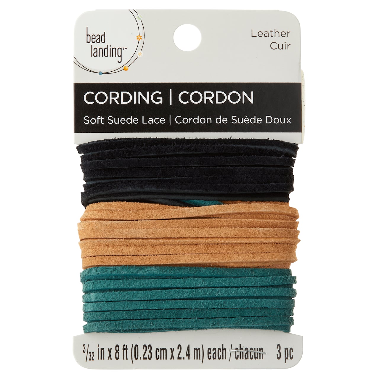 Black, Toast and Green Soft Leather Lace Cording By Bead Landing&#x2122;